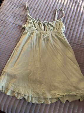 Princess Polly Light Green Spaghetti Strap Tank Top Linen Blend Button Back 4